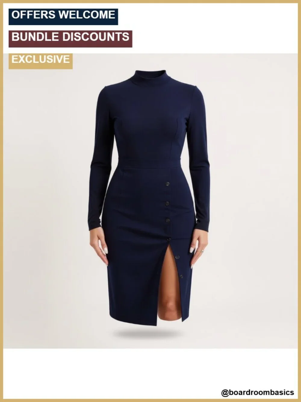 High Waist Pencil Skirt Button Slit Plaid Business Bodycon Midi Knee Length